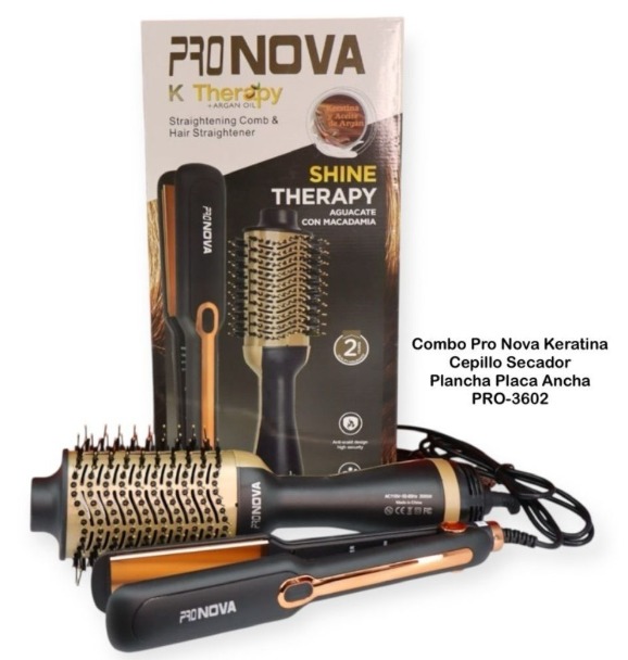 COMBO CEPILLO SECADOR Y PLANCHA KERATINA